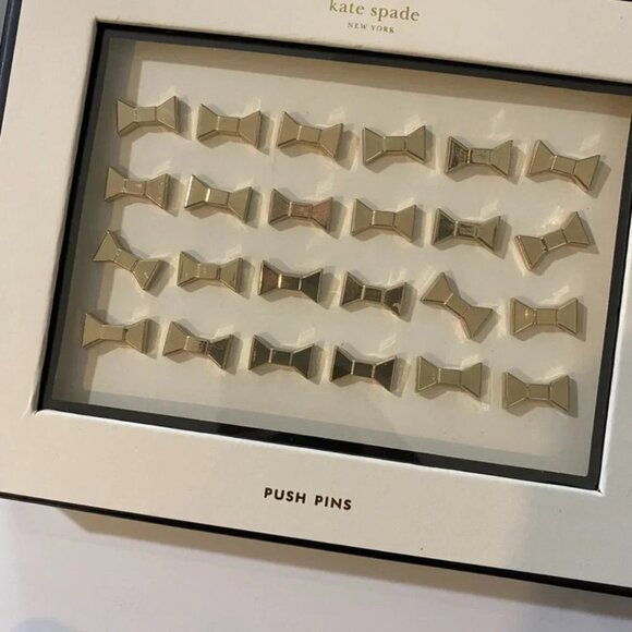 Kate Spade 24 Gold Tone Bow Push Pins 1/2in - Picture 1 of 10
